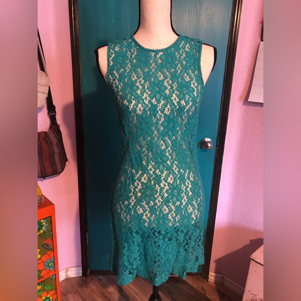 3/$12 Turquoise Boho Lace Dress/ Bikini Cover - Picture 6 of 7